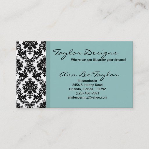 Customizable Damask and Blue Elegant Business Card