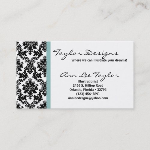 Damask and Blue Elegant Business Card