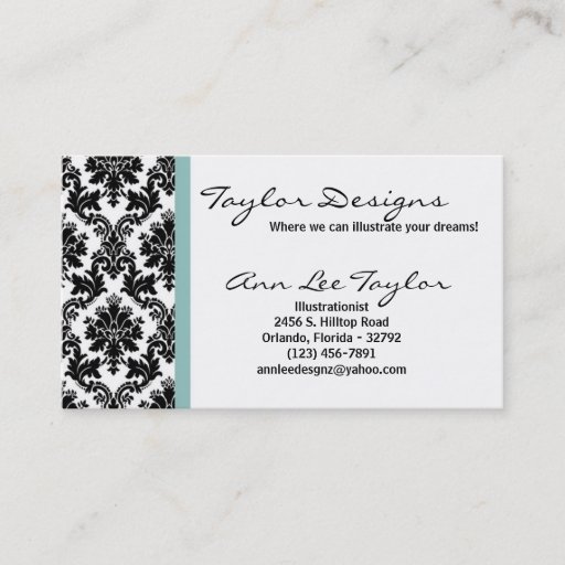 Customizable Damask and Blue Elegant Business Card