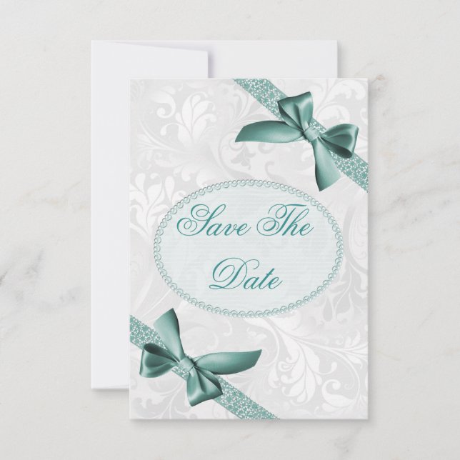 Damask and Bows 50th Birthday Save The Date (Front)