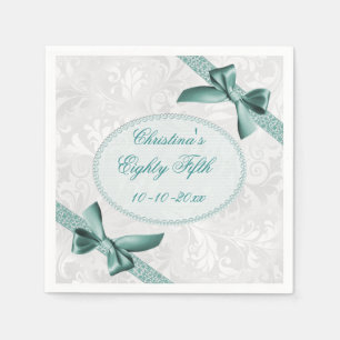 Damask and Bows Eighty Fifth Birthday Serviettes Napkins