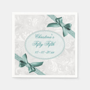 Damask and Bows Fifty Fifth Birthday Serviettes Napkins