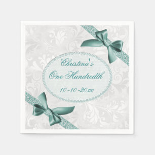 Damask and Bows One Hundredth Birthday Serviettes Paper Napkins