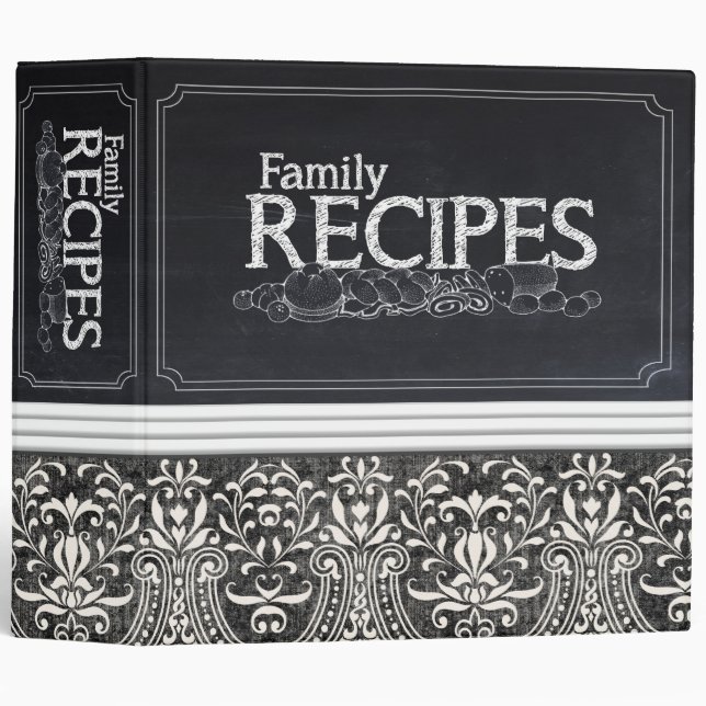 Damask and Chalkboard Recipe Binder (Front/Spine)