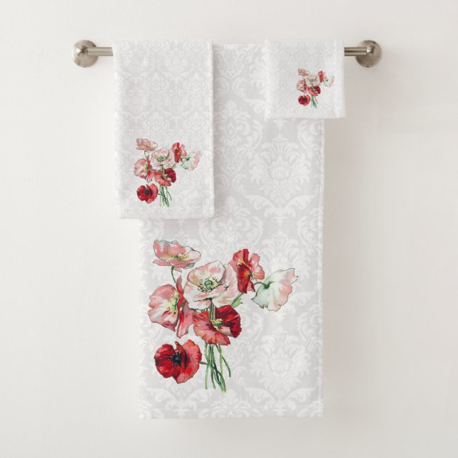 Damask And Colorful Flowers Bath Towel Set (Insitu)