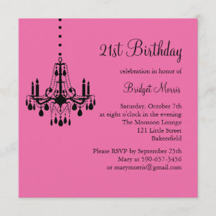 Damask and Crystals 21st Birthday Invitation