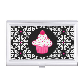 Damask and Cupcake Bakery Business Card Holder