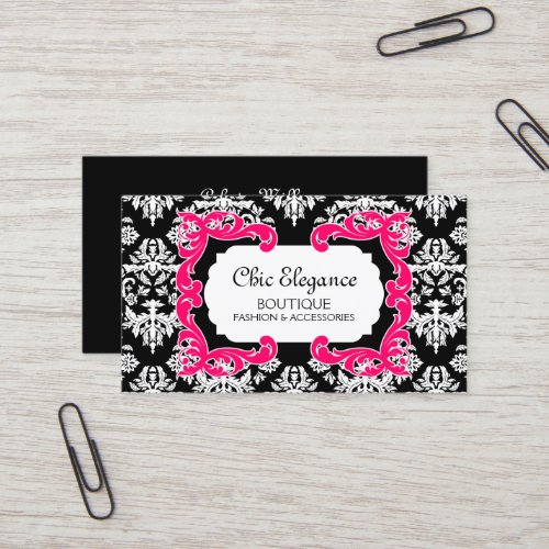 Damask and Hot Pink Flourish Business Card