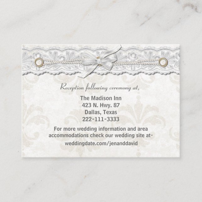 Damask and Lace Wedding enclosure cards (Front)