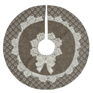 Damask and Lacy Antique Look Christmas Tree Skirt