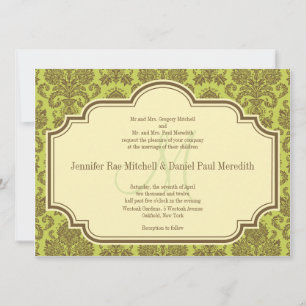 Damask And Monogram Wedding Invitations