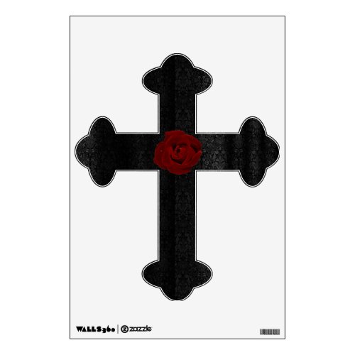 Damask and Roses Goth Cross Sticker