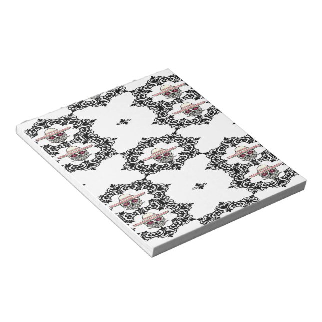 Damask and skull notepad (Angled)