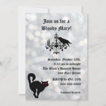 Damask and Sparkly Silver Halloween Invitation