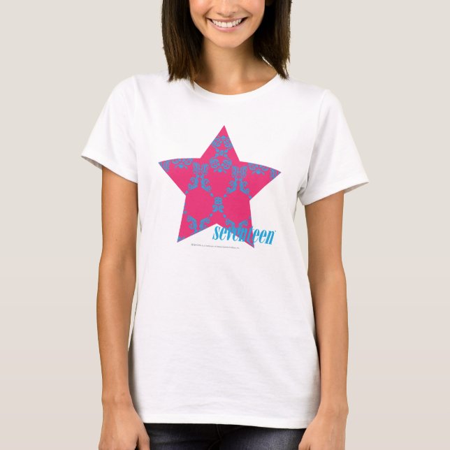 Damask Aqua-Magenta 2 T-Shirt (Front)