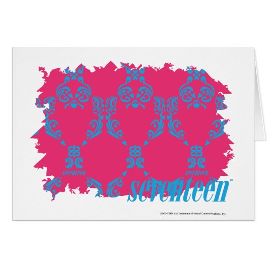 Damask Aqua-Magenta 3 Cards (Front Horizontal)