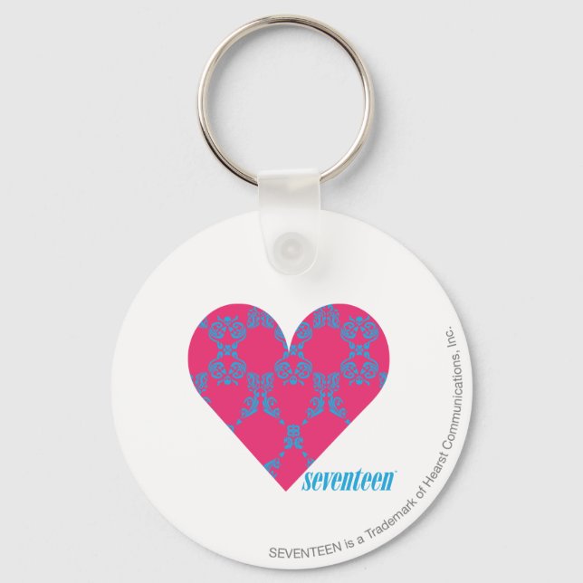 Damask Aqua-Magenta 4 Keychain (Front)