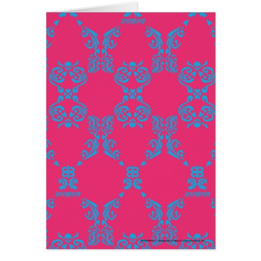 Damask Aqua-Magenta Cards (Front)