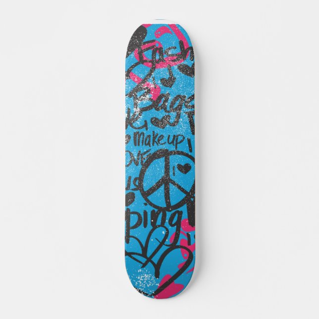 Damask  Aqua-Magenta, Grafitti Skateboard Deck (Front)