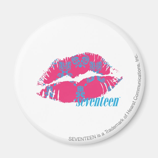 Damask Aqua-Magenta Magnet (Front)