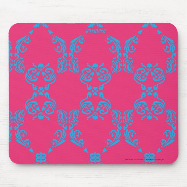 Damask Aqua-Magenta Mouse Pad (Front)
