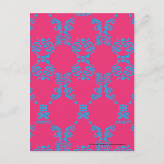 Damask Aqua-Magenta Postcard (Front)