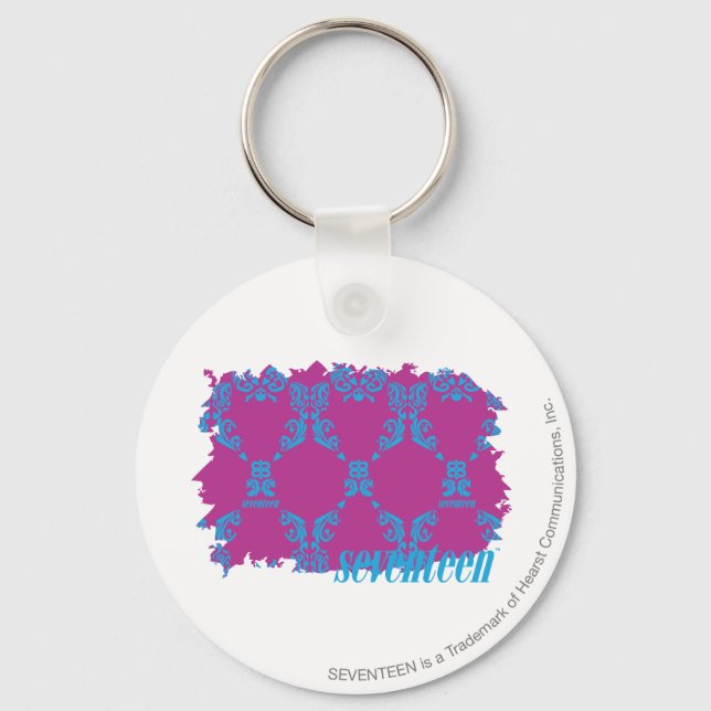 Damask Aqua-Purple 2 Keychain (Front)