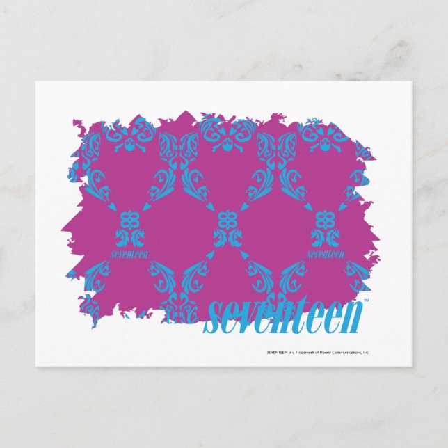 Damask Aqua-Purple 2 Postcard (Front)