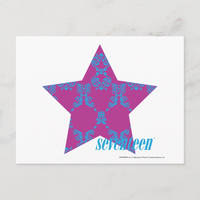Damask Aqua-Purple 3 Postcard (Front)