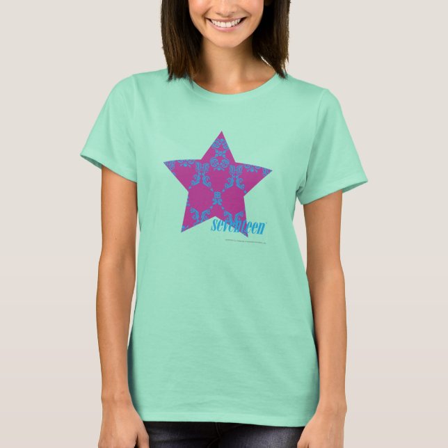 Damask Aqua-Purple 3 T-Shirt (Front)
