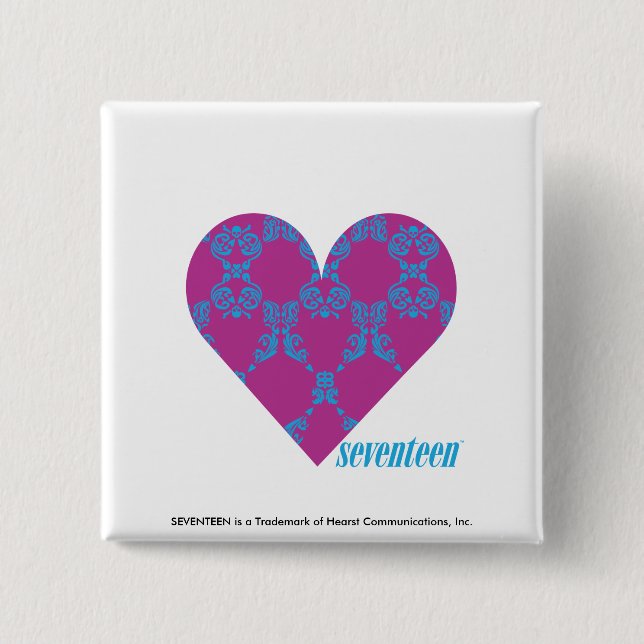 Damask Aqua-Purple 4 Pinback Button (Front)