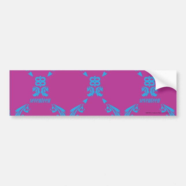 Damask Aqua-Purple Bumper Sticker (Front)