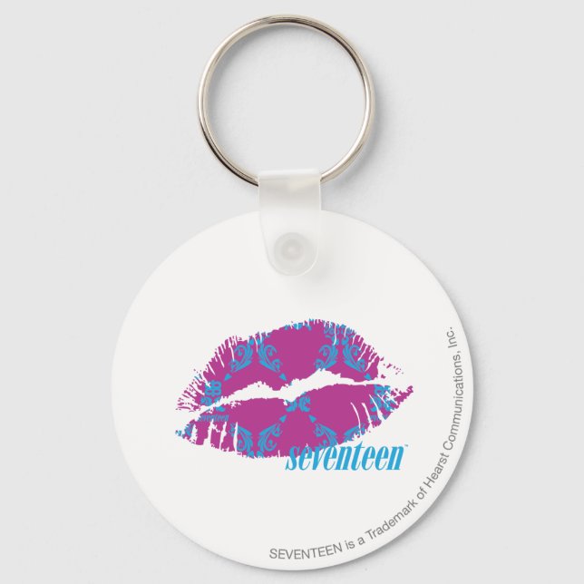 Damask Aqua-Purple Keychain (Front)