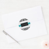 damask aqua   Wedding Monogram stickers (Envelope)