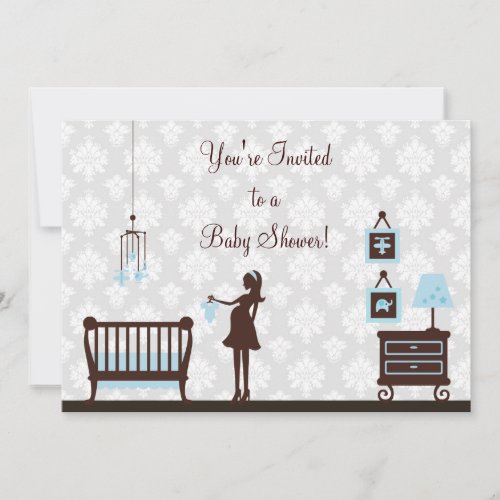 Damask Baby Shower : Boy : Invitation