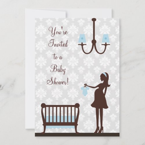 Damask Baby Shower : Boy : Invitation