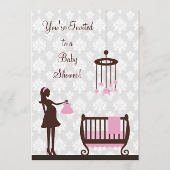 Damask Baby Shower : Girl : Invitation by luckygirl12776 at Zazzle