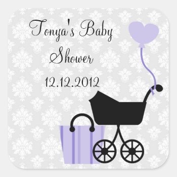 Damask Baby Shower : Girl : Stickers by luckygirl12776 at Zazzle