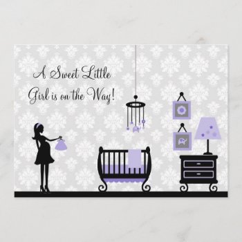 Damask Baby Shower : Purple : Invitation by luckygirl12776 at Zazzle