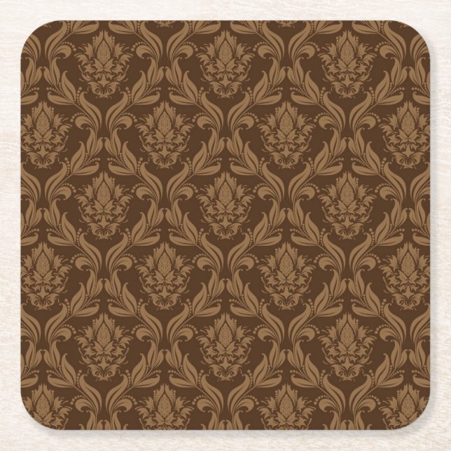 Damask background 2 square paper coaster (Front)