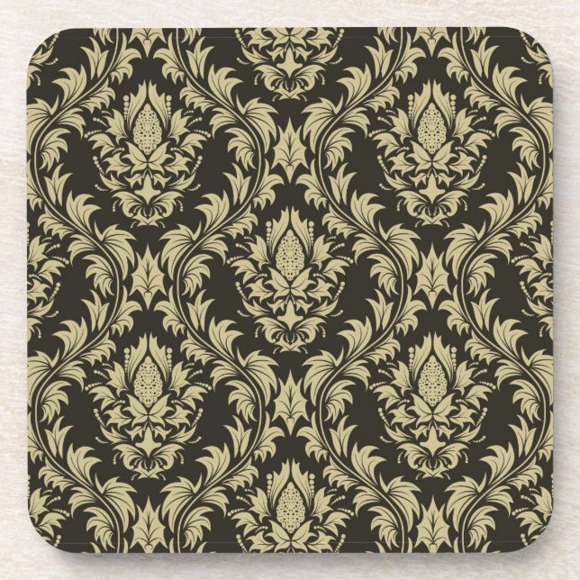 Damask background drink coaster (Front)