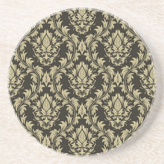 Damask background drink coaster (Front)