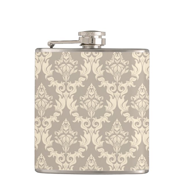 Damask background hip flask (Front)