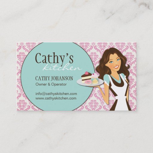 Customizable Damask Bakery Business Card