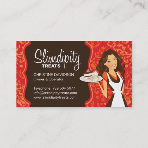 Customizable Damask Bakery Business Card