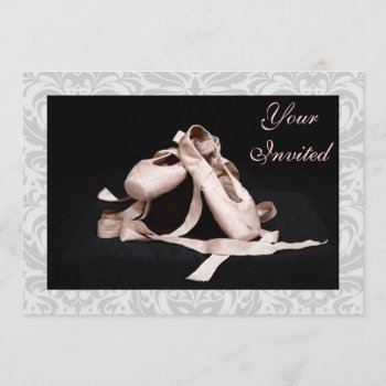 Damask Ballet Shoes Dance Recital Invitation by TheInspiredEdge at Zazzle