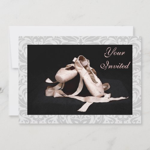 Damask Ballet Shoes Dance Recital Invitation