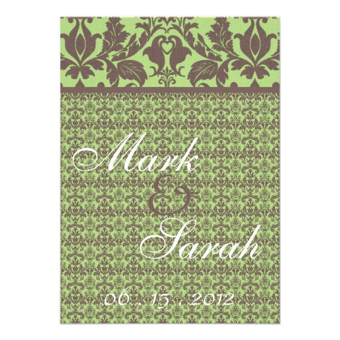 Damask Banner Sage Taupe Invitation