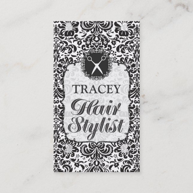 Damask Baroque Hair Stylist Appointment Cards (Front)