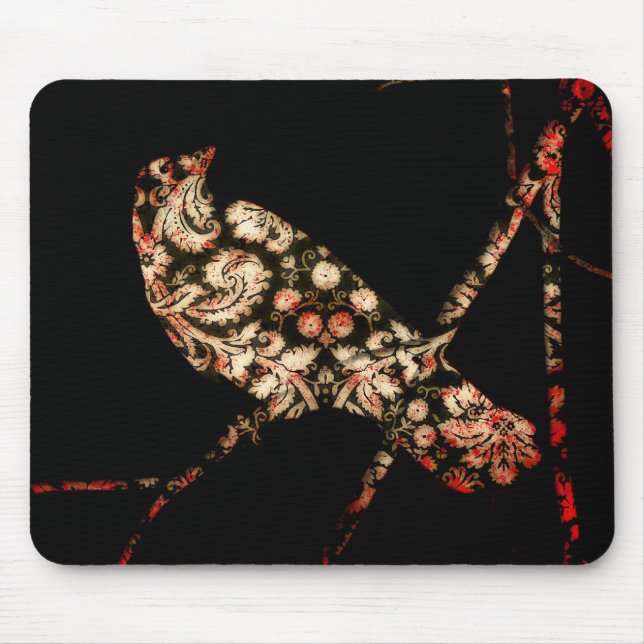 Damask Bird Mouse Pad (Front)
